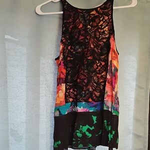 Vibrant Floral Lace Women's Tank Top